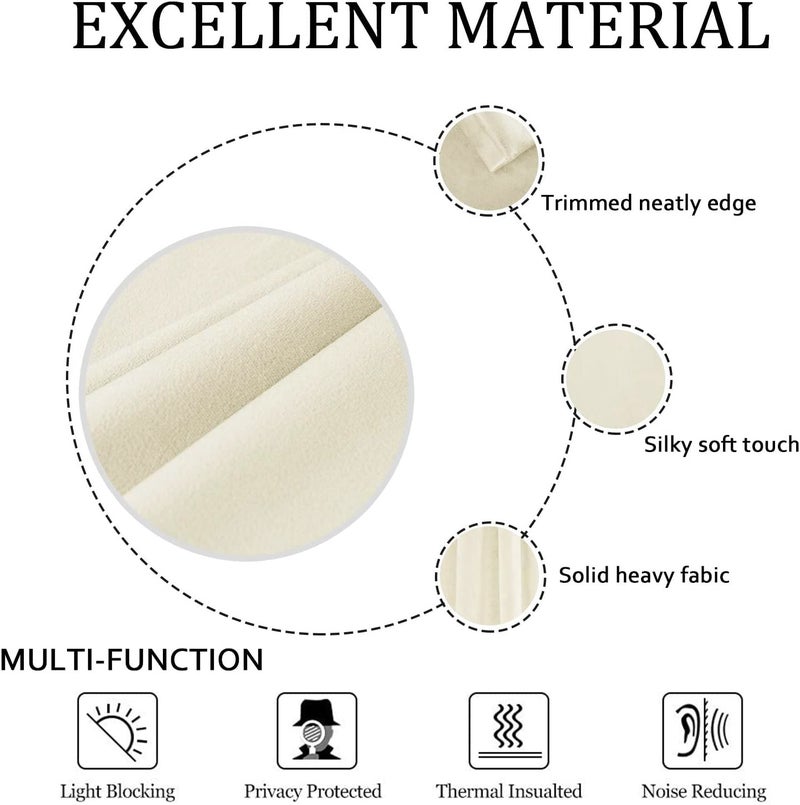 SMILETIME Ivory White 84 in Long Velvet Curtains with Grommet, Thermal Insulated Super Soft Privacy Noise Reducing Light Filtering Velvet Curtains for Living Room, 2 Panels, Each 52 x 84 inches Long - Image 4